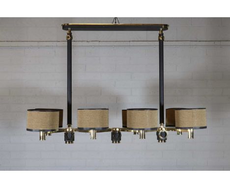 A 'Bronx' eight-light chandelier, modern, designed and manufactured by Pieter Adam, the black powder-coated frame with eight 