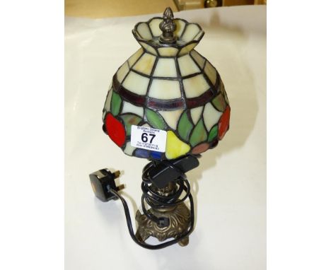 LAMP BASE WITH TIFFANY STYLE GLASS SHADE