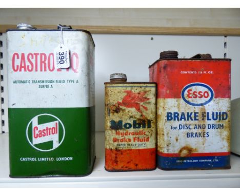 3 VINTAGE FLUID CANS, CASTROL, MOBIL & ESSO