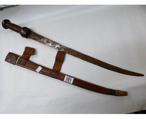 SWORD WITH LEATHER SCABBARD