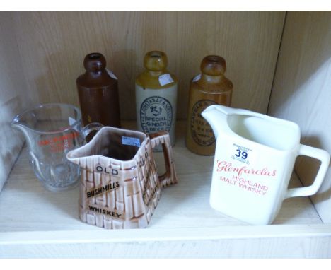VINTAGE STONEWARE GINGER BEER BOTTLES & CERAMIC WHISKEY WATER JUGS