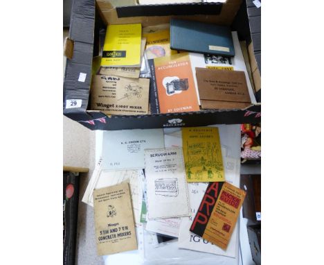BOX OF EPHEMERA INCLUDING VINTAGE MACHINERY RELATED BOOKLETS