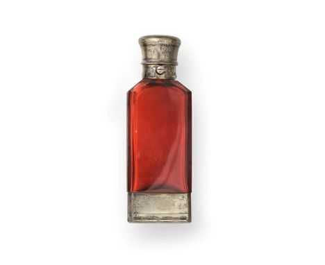 A Victorian Silver-Gilt Mounted Ruby-Glass Scent-Bottle Cum Vinaigrette, by Sampson Mordan and Co., London, 1864, the ruby gl