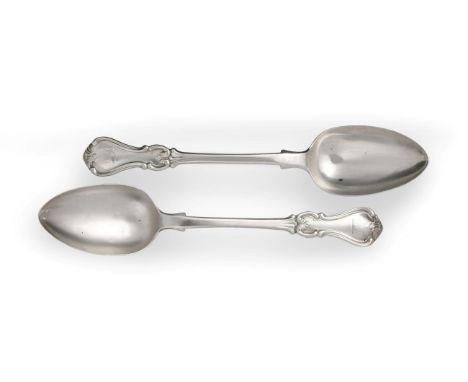 A Victorian Silver Soup-Ladle and Set of Eight Silver Table-Spoons, by John James Whiting, London, 1844, single struck Albert