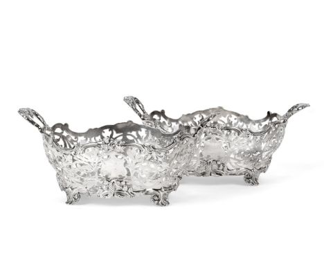 A Pair of Edward VII Silver Baskets, by R. and W. Sorley, London, 1901, Retailed by Sorley Silversmiths, Glasgow, each in the