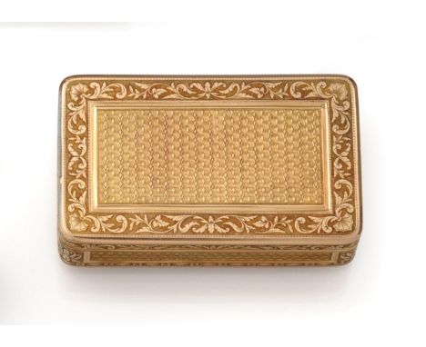 A French Gold Snuff-Box, Maker's Mark ?H With Star Above, Paris, Circa 1810, shaped oblong and with rounded corners, the hing