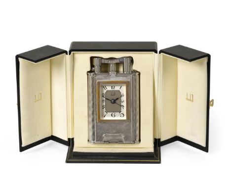 A Dunhill Silver Plate Charleston Giant Table-Lighter with Watch, by Dunhill, 1986, Number 14 From a Limited Edition of 200, 