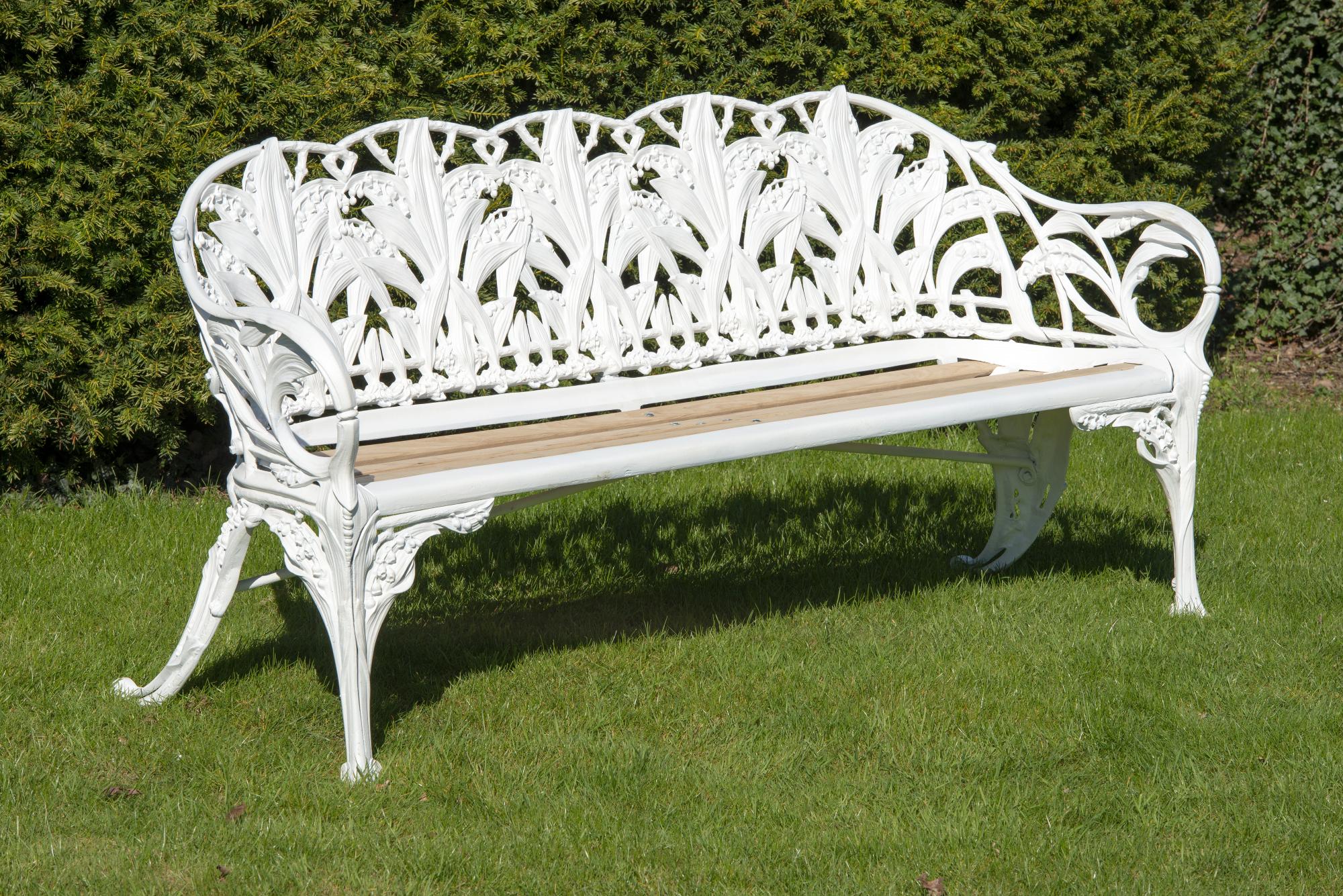 Download Garden Furniture: A Coalbrookdale Lily of the Valley pattern cast iron seat late 19th century f