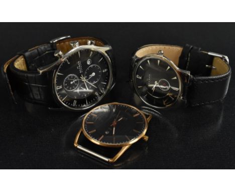 Watches - Skagen - a Danish wristwatch, black dial, triple subsidiary registers, outer minute track, date aperture, quartz mo
