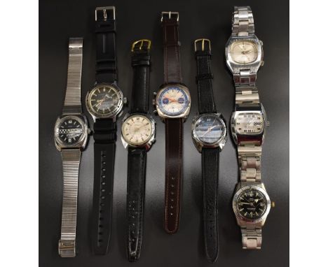 Watches - a vintage Russian Boctok mechanical divers wristwatch, black dial, luminous dot and bar baton markers, minute track