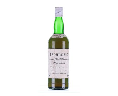  	 		Laphroaig 10 Year Old (1970's bottling) 		1x75cl 		&nbsp; 		This collection of whisky and spirits was started by the ven