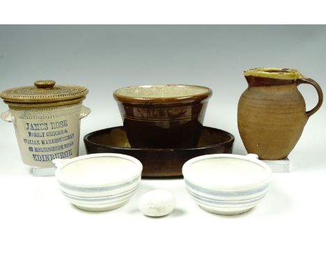 A Victorian James Rose, Family Grocer and Italian warehouseman, 66 Morningside Road Edinburgh stoneware lidded crock together