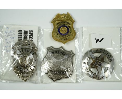 American police breast badges, comprising gilt and enamel Illinois Law Enforcement Special Agent, Massachusetts Police, Puert