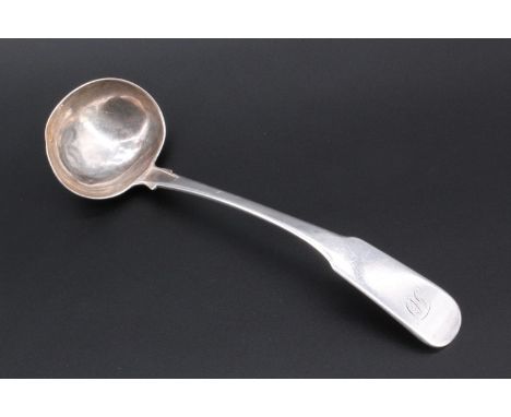 A George III Scottish provincial silver fiddle pattern sauce ladle, Greenock / Edinburgh, John Heron, 1818