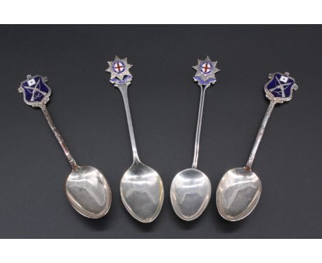 A silver and enamel teaspoon with "Coldstream Guard's" terminal, London, 1931 another by the same maker, marked "silver", 28 