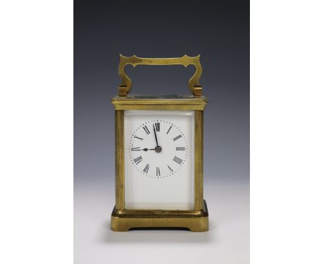 A brass carriage clock, 12 cm 