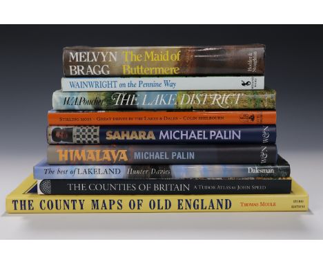 A group of books on The Lake District, maps and travel including a first edition Melvyn Bragg 'The Maid of Buttermere' and Jo