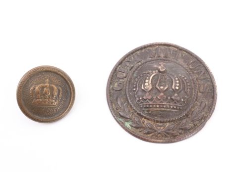 An Imperial German belt buckle badge and button