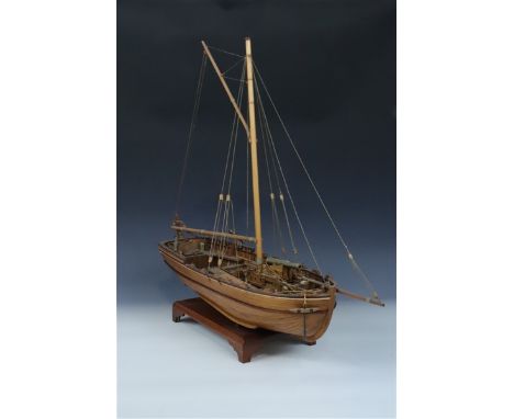 A hand built wooden scale model of a Georgian Royal Navy cutter, 70 x 62 cm