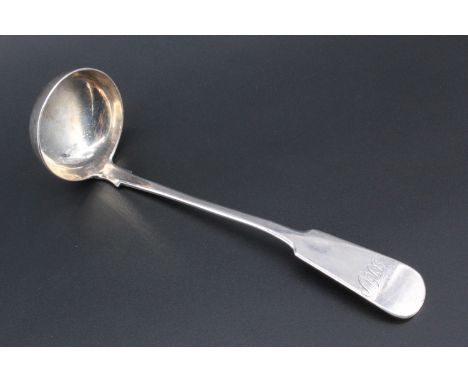 A George III Scottish provincial silver fiddle pattern sauce ladle, Perth, David Greig