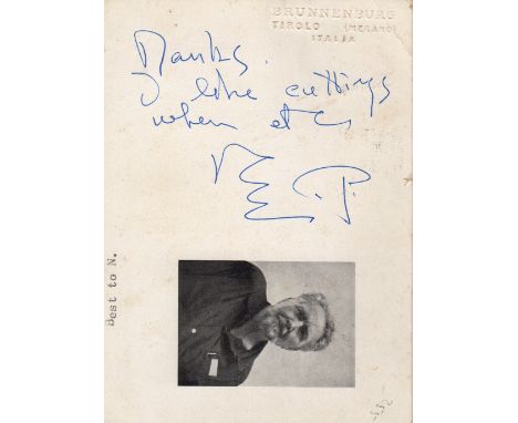 POUND EZRA: (1885-1972) American expatriate Poet, a major figure in the Modernist movement. A.N.S., with his initials, E.P., 
