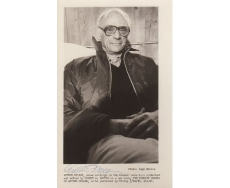 MILLER ARTHUR: (1915-2005) American Playwright, Pulitzer Prize winner, 1949. Signed 5 x 8 photograph, the image depicting Mil