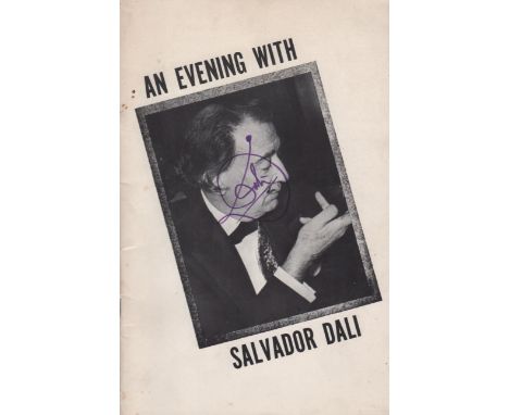 DALI SALVADOR: (1904-1989) Spanish Surrealist Painter. A vintage printed slim 4to souvenir programme for An Evening with Salv