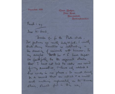 BLYTON ENID: (1897-1968) English Children's Writer. A good A.L.S., Enid Blyton, two pages, 8vo, Beaconsfield, Buckinghamshire