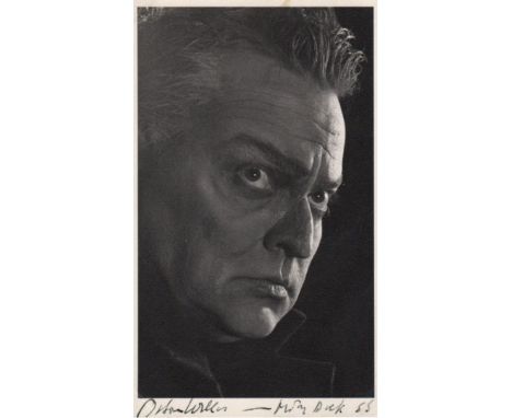 [MOBY DICK]: WELLES ORSON (1915-1985) American Actor & Film Director, Academy Award winner. A good vintage signed postcard ph