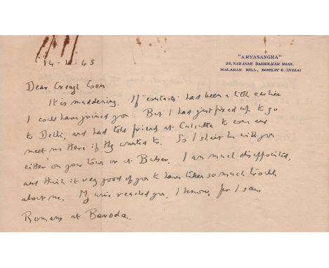 FORSTER E. M.: (1879-1970) English Novelist of A Room with a View (1908) and A Passage to India (1924). A.L.S., E M Forster, 