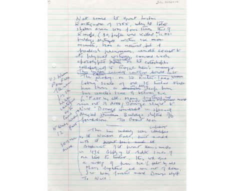 OSBORNE JOHN: (1929-1994) English Playwright. Autograph manuscript, unsigned, one page, 4to, n.p., n.d. (c.1993). The manuscr