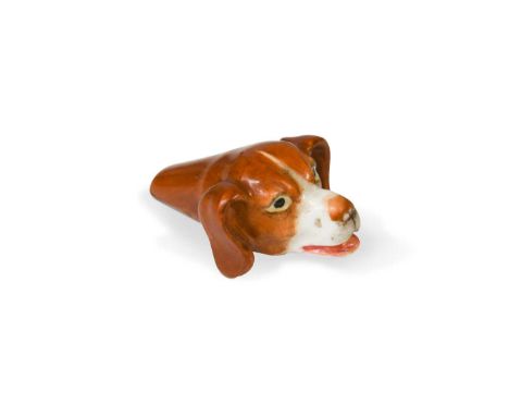 painted in brown, puce mark, 4.5cm longCondition report: Good condition, very tiny fleck of enamel missing in places 