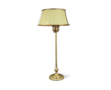 the adjustable height lamp to a square column on a scalloped circular foot,71cm highProvenance:Property from a Suffolk countr