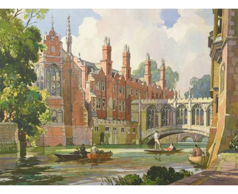 The Bridge of Sighs and the Old Library at St John's College, Cambridgesigned 'L.R.Squirrell' (lower right)watercolour over p