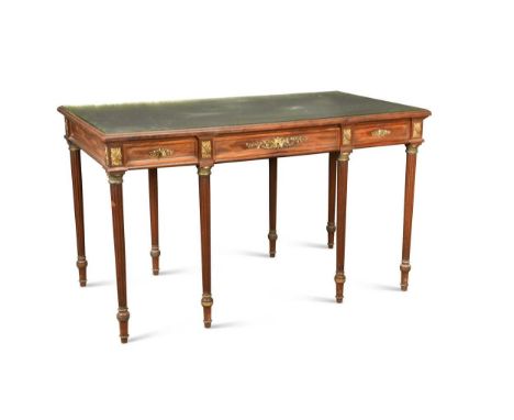 the inset mirrored top above three frieze drawers on fluted legs, with gilt metal mounts,80 x 137 x 76cmProvenance:Property f