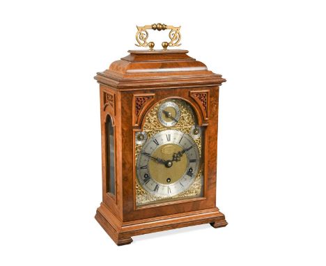 retailed by Garrard, in Geogrian style, the brass dial with Whittington/Westminster/Winchester chiming selection dial to the 