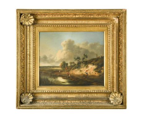 Rustics on a country path by a streaminscribed 'J Wijnants/ 16(??)' (lower right)oil on copper34.5 x 41cmCondition report: Th