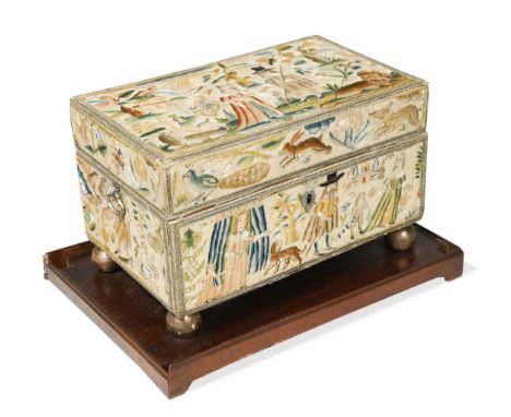 the top worked with a couple, probably King Charles II and Queen Henrietta Maria flanked by animals and insects including a b