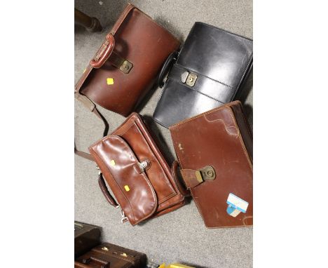 A SELECTION OF VINTAGE LEATHER SATCHELS,  GLADSTONE BAG ETC 