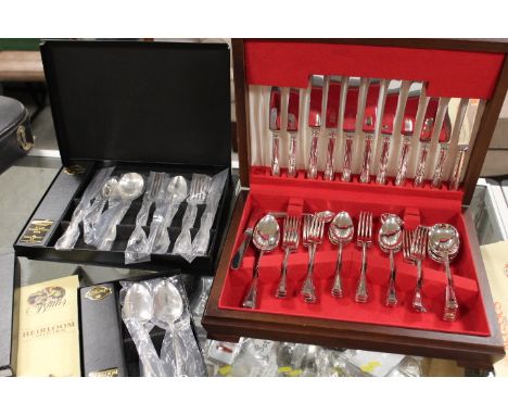 A CASED CANTEEN OF CUTLERY TOGETHER WITH A BOXED GEORGE BUTLER HEIRLOOM COLLECTION OF CUTLERY 