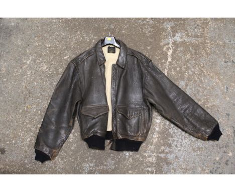 A VINTAGE AMERICAN TYPE A2 US ARMY AIR FORCES LEATHER FLYING JACKET