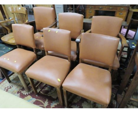 SIX VINTAGE OAK DINING CHAIRS