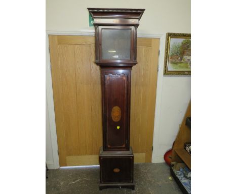 AN EDWARDIAN MAHOGANY INLAID CLOCK CASE A/F