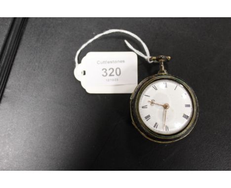 AN EARLY GEORGIAN TORTOISESHELL PAIR CASED VERGE POCKET WATCH BY JAMES SIDALL OF SHEFFIELD, No. 140  on four pillars with int