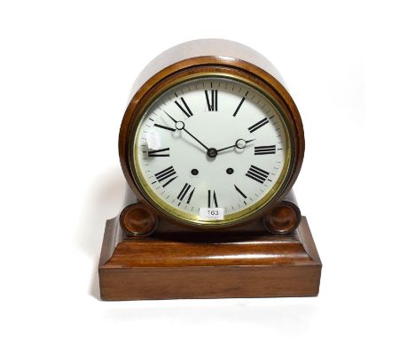 A 19th century oak cased striking table clock, eight day twin train movement, Roman enamel dial, 41cm height