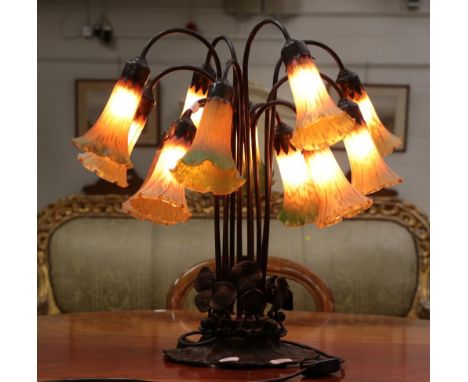 An Art Nouveau style twelve branch table lamp