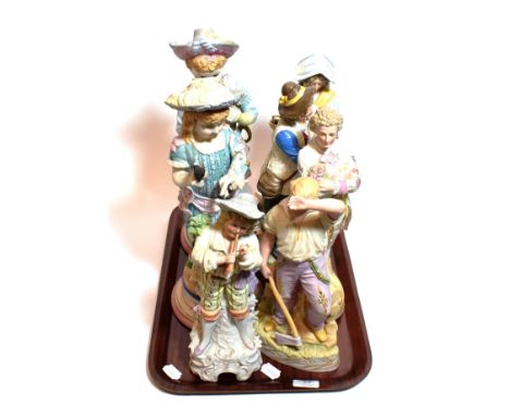 Seven various late 19th century Continental bisque figures