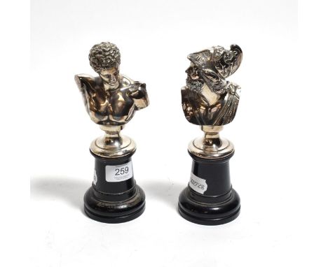 A pair of German silver-plated portrait-busts, by WMF (Württembergische Metallwarenfabrik), early 20th century, each modelled