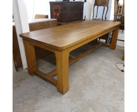A vintage light oak plank top dining table in the manner of Terence Conran. Length 244cm, height 75cm, width 91cm. Good condi