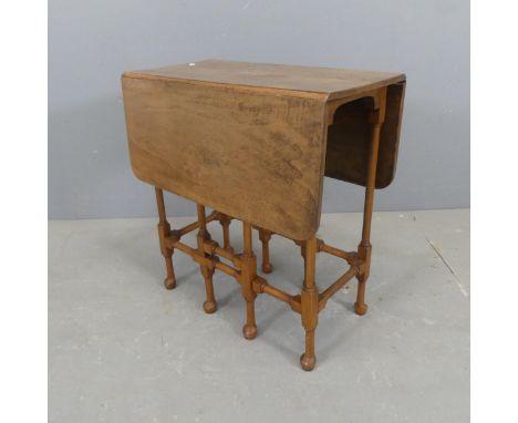 A 19th century mahogany drop-leaf spider-leg gate-leg occasional table. Length 52cm, height 55cm, width 27cm.